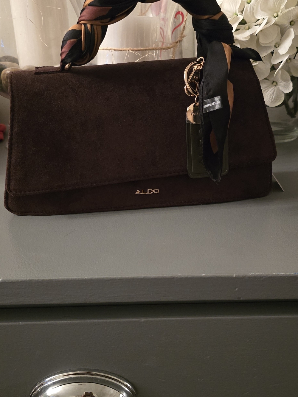 ALDO Chocolate Brown Suede Top-Handle Bag